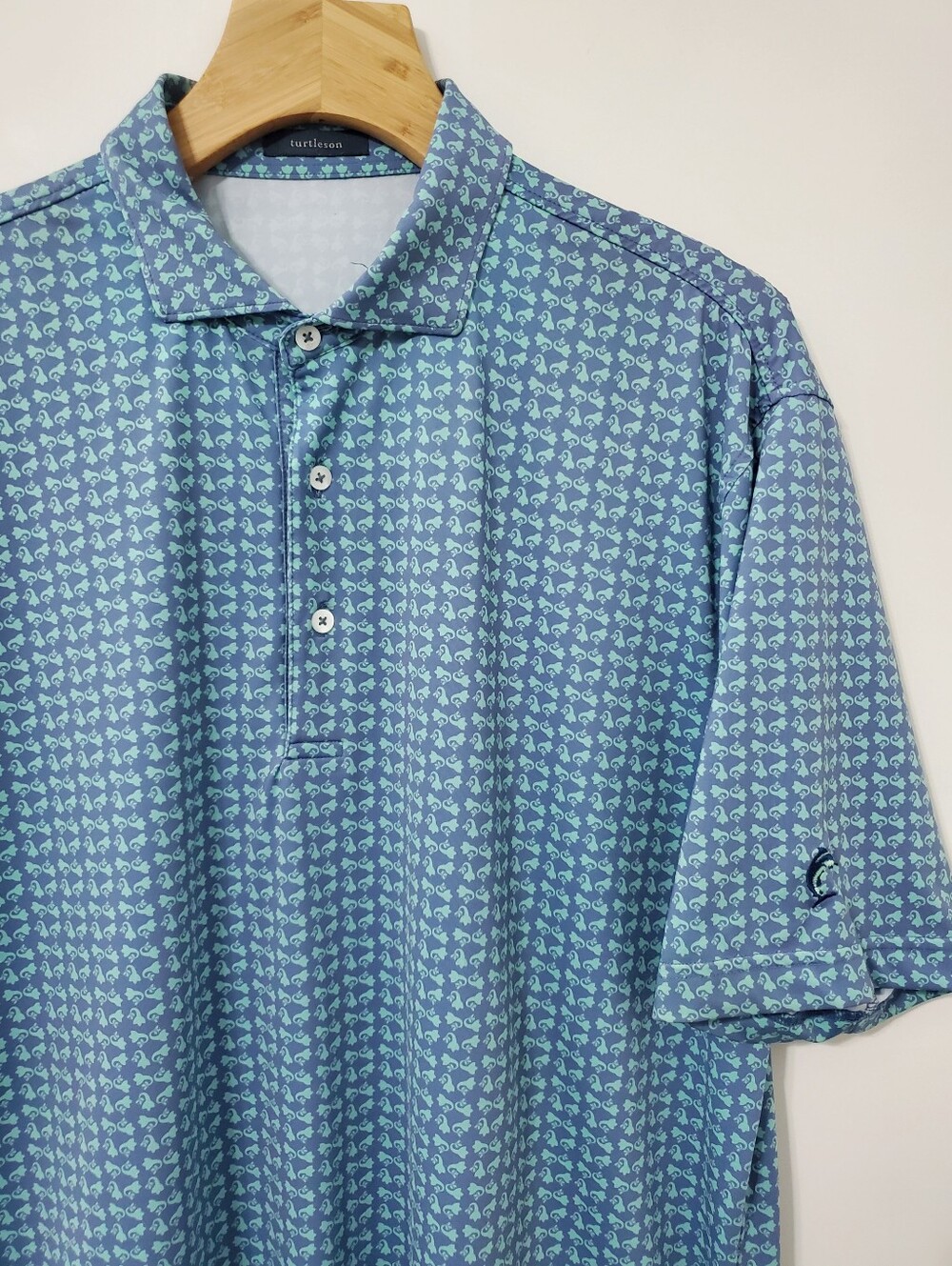Turtleson Performance Golf Polo Shirt Blue Mens Large